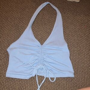 Cute baby blue neck crop top